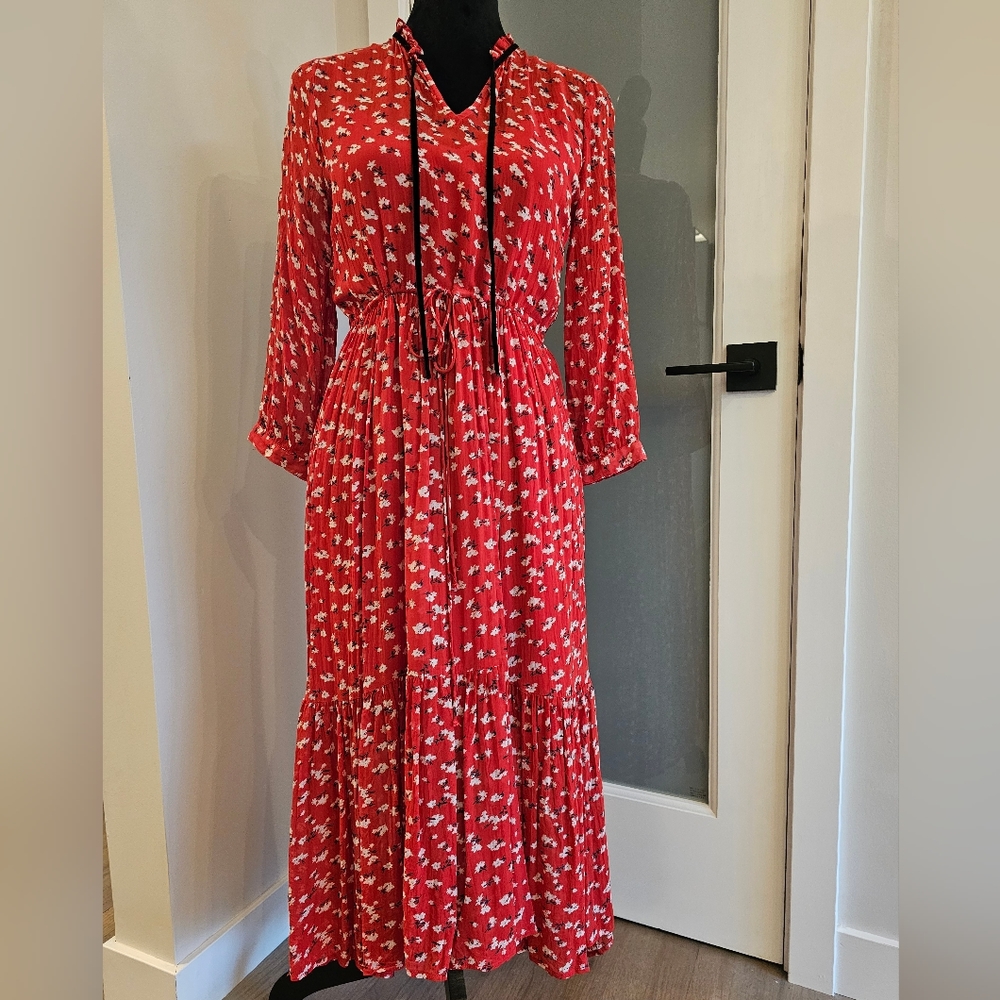 Lucky Brand small red/ black velvet tie dress